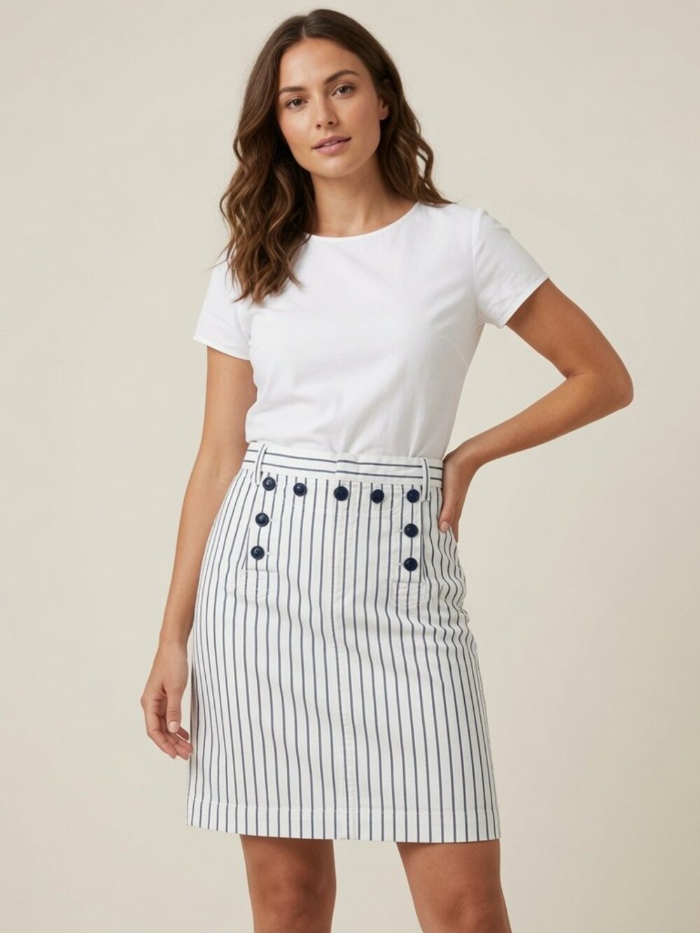 Lauren Ralph Lauren Women's Size 8 Blue & White Striped Sailor Skirt Nautical Pe
